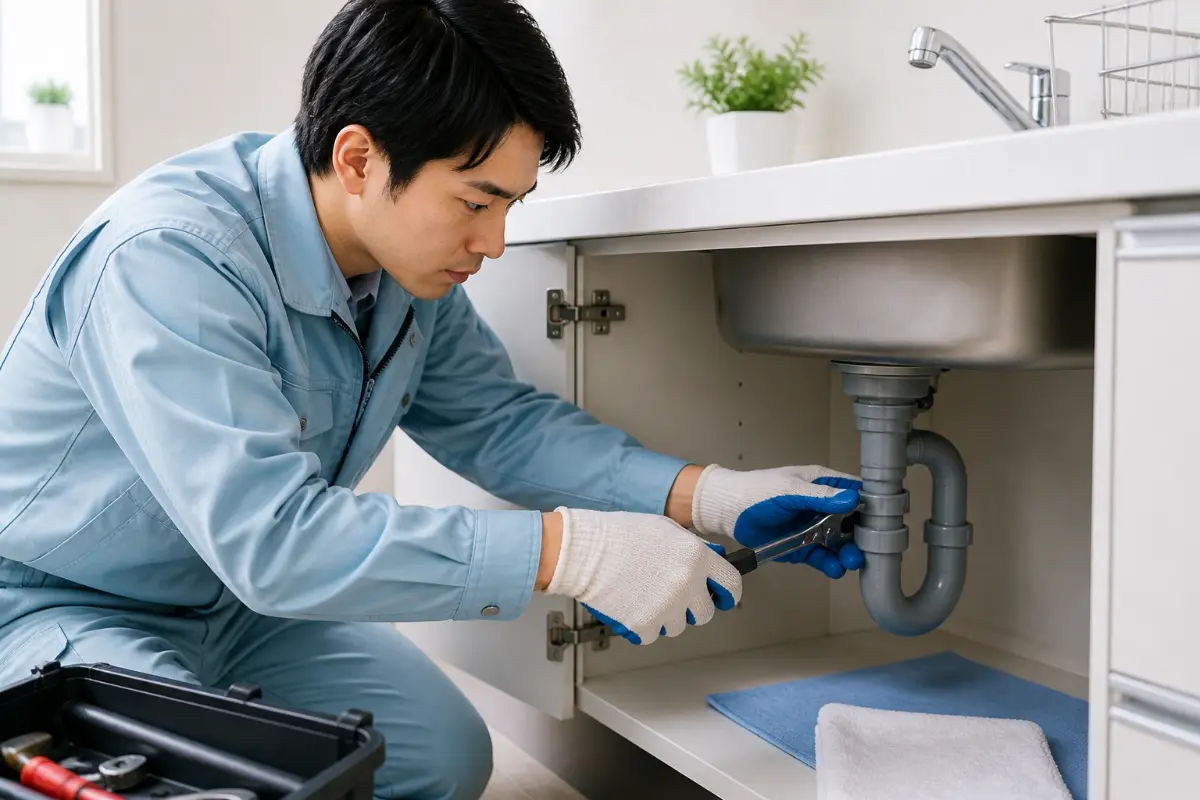 排水詰まり修理の作業イメージ