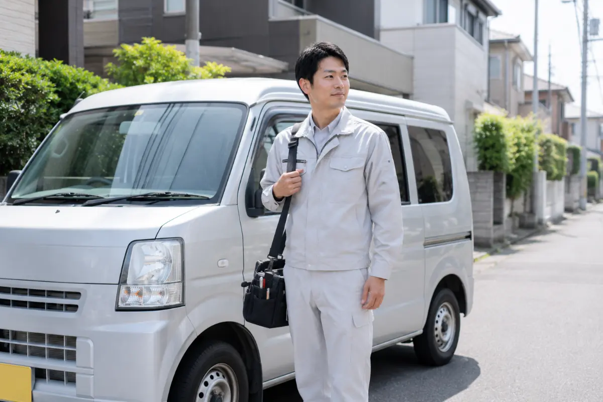 サービス車両とスタッフ